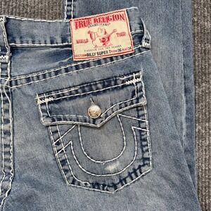 True Religion Billy Super T Jeans Mens 36x25 Bootcut Light Wash Y2K Denim